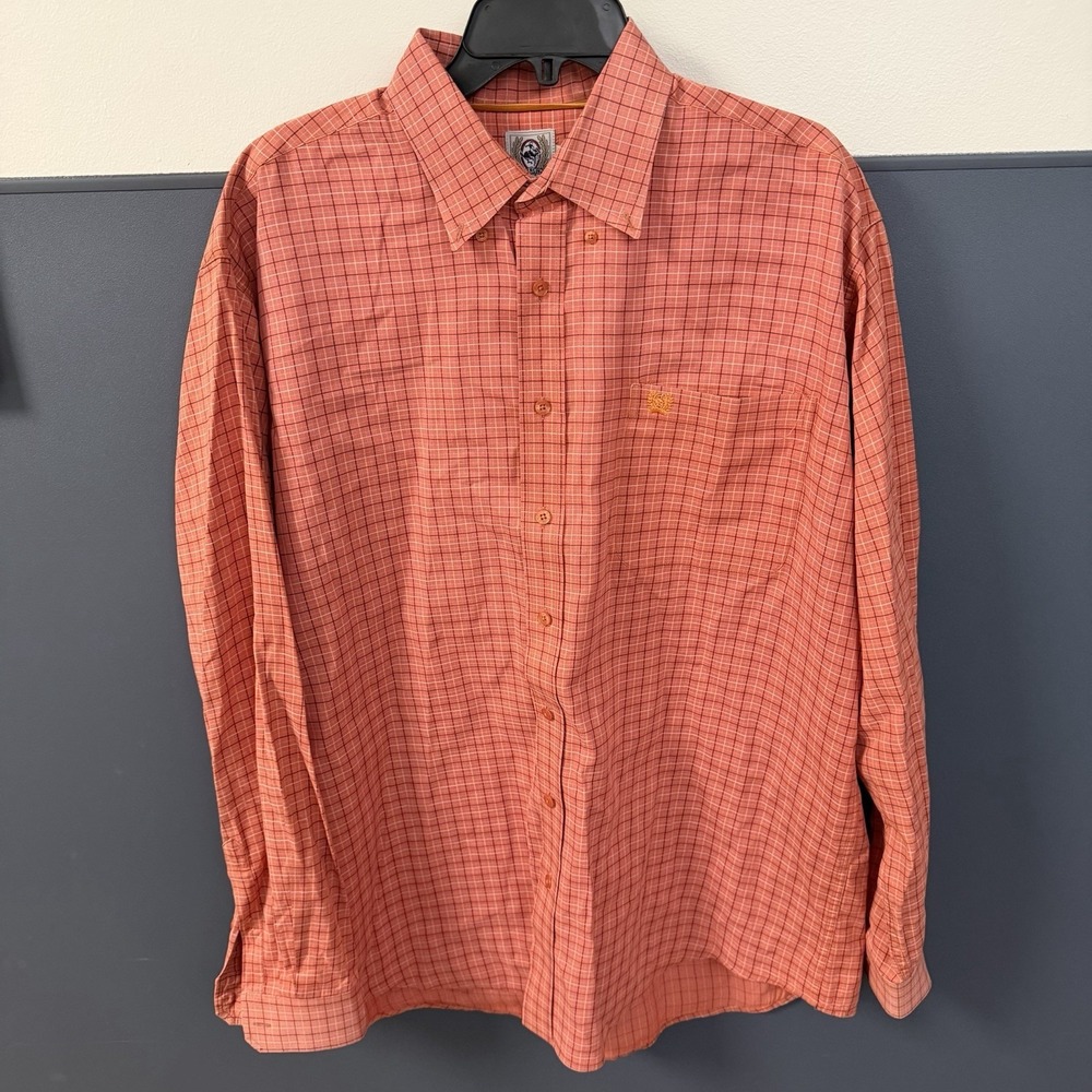 Cinch Classic Cowboy Collection‎ Men's Size Large Colorful Plaid Orange Cotton